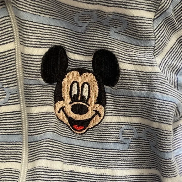 🩵 Disney Mickey Mouse Blue Striped Footie 🩵 - Picture 2 of 5